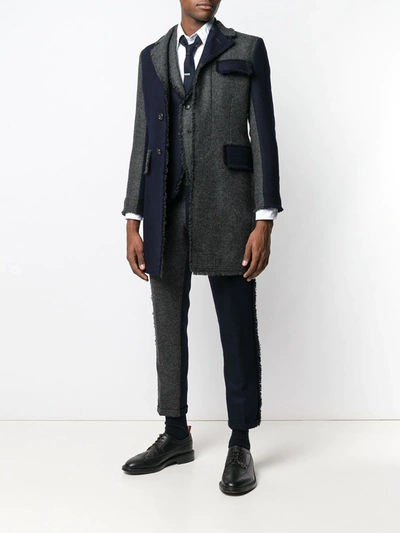 Shop Thom Browne Frayed Edges Skinny Trouser In Grey
