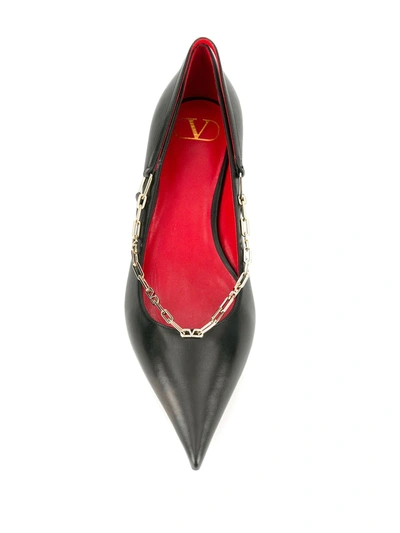 Shop Valentino Chain Detail Ballerina Shoes In Black
