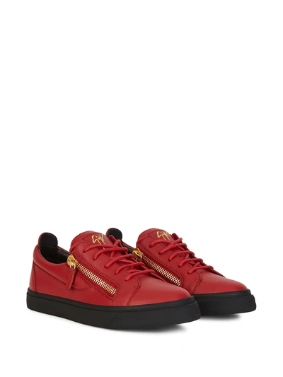 Shop Giuseppe Zanotti Frankie Zip-detail Sneakers In Red