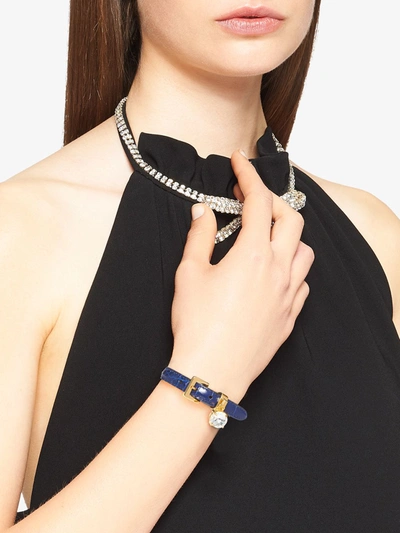 Shop Miu Miu Bejewelled Bracelet In Blue