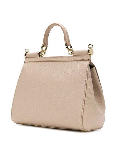 Shop Dolce & Gabbana Sicily Shoulder Bag In Neutrals