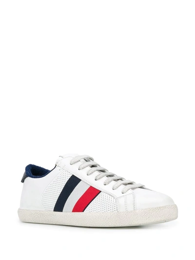Shop Moncler Striped Low-top Sneakers In White