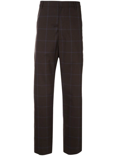 Shop Martine Rose Check Trousers In Brown