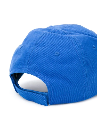 Shop Balenciaga Embroidered Logo Baseball Hat In Blue