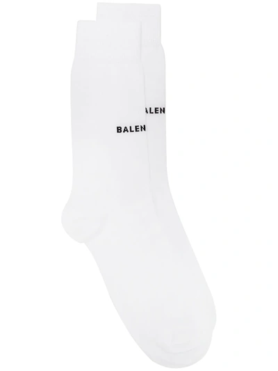 Shop Balenciaga Logo Knit Socks In White
