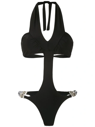 Shop Amir Slama Cut Out Swimsuit In Black