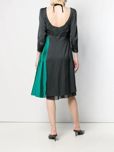 Pre-owned Prada Empire Line Layered Dress In Green