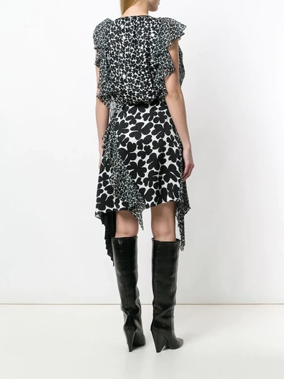 Givenchy Asymmetric Vintage Clover-print Dress In Black