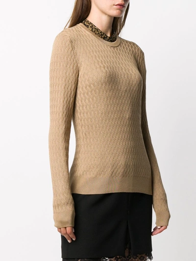 Shop Dolce & Gabbana Cable Knit Silk Jumper In Neutrals