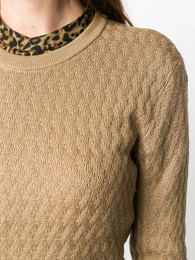 Shop Dolce & Gabbana Cable Knit Silk Jumper In Neutrals