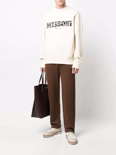 Shop Missoni Embroidered-logo Cotton Sweatshirt In 中性色