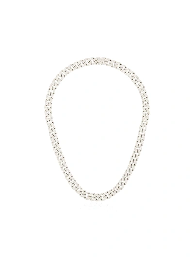 Shop Shay 18kt White Gold Mini Pavé Diamond Link Necklace In Silver