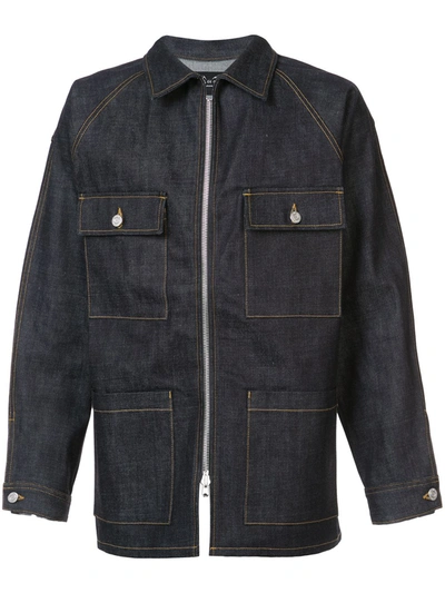 Shop Fear Of God Zipped Denim Jacket In Blue