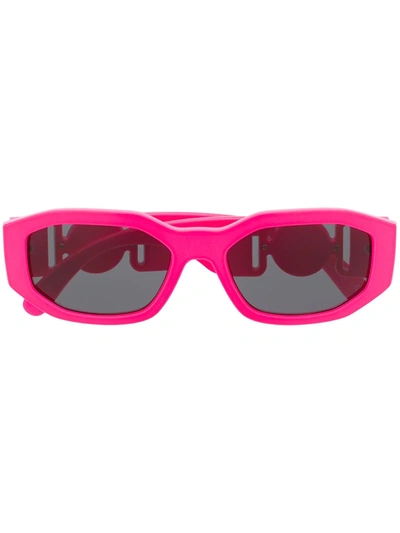 Shop Versace Medusa Biggie Oval Frame Sunglasses In Pink