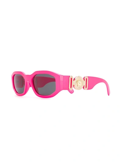 Shop Versace Medusa Biggie Oval Frame Sunglasses In Pink