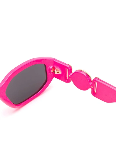 Shop Versace Medusa Biggie Oval Frame Sunglasses In Pink