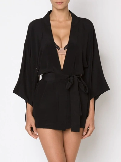 Fleur Du Mal Haori Silk Robe In Black