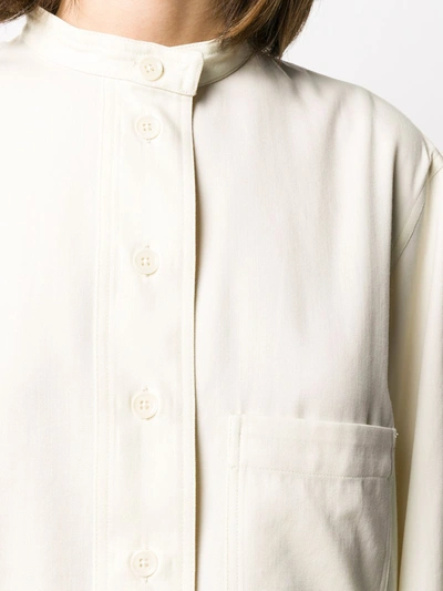 Shop Lemaire Mandarin Collar Cotton Shirt Dress In White