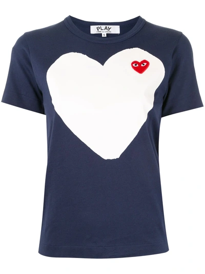 Comme Des Garçons Play Logo-patch Printed T-shirt In Blue