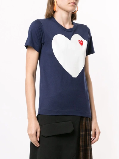 Shop Comme Des Garçons Play Logo-patch Printed T-shirt In Blue