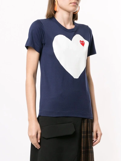 Comme Des Garçons Play Logo-patch Printed T-shirt In Blue
