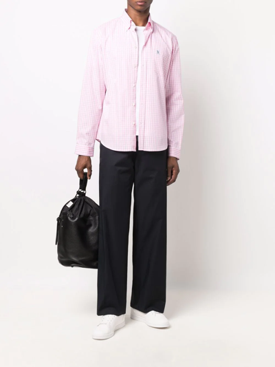 Shop Mackintosh Bloomsbury Gingham-check Button-down Shirt In Rosa