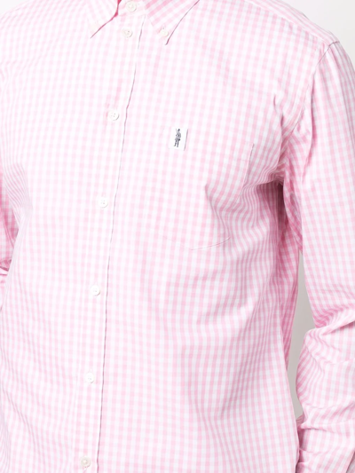 Shop Mackintosh Bloomsbury Gingham-check Button-down Shirt In Rosa