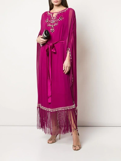 Shop Marchesa Notte Embellished Kaftan Dress In Purple