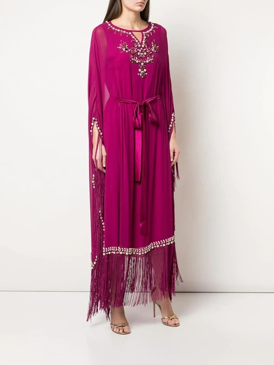 Shop Marchesa Notte Embellished Kaftan Dress In Purple