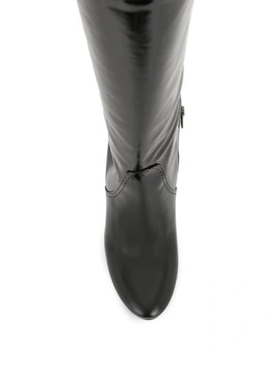Pre-owned Bottega Veneta Varnished Knee-length Boots In Black
