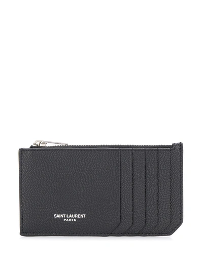 Shop Saint Laurent Fragments Zipped Cardholder In Black