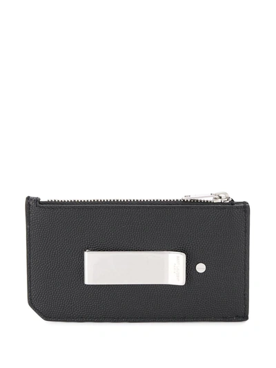 Shop Saint Laurent Fragments Zipped Cardholder In Black