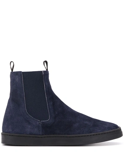 Shop Officine Creative Suede Sneaker Boots In Blue