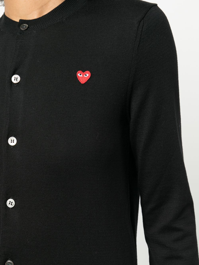Shop Comme Des Garçons Play Heart Patch Wool Cardigan In Schwarz