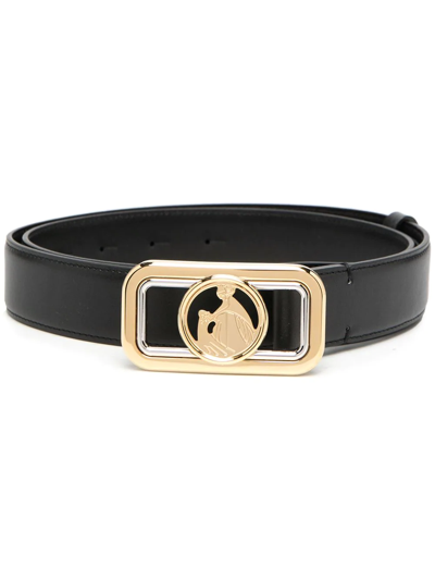 Shop Lanvin Logo Motif Buckle Belt In Black