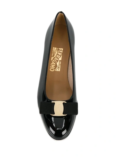 Shop Ferragamo Vara Bow Patent Pumps In Black