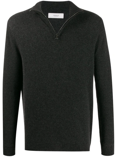 Shop Pringle Of Scotland Fine Knit Zipped Sweater In Grey
