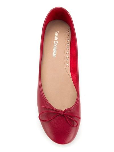 Shop Sarah Chofakian Sarita Leather Ballerina Shoes In Red