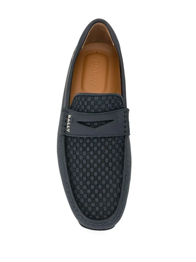 Bally Woven Mesh Driving Shoes In Blue