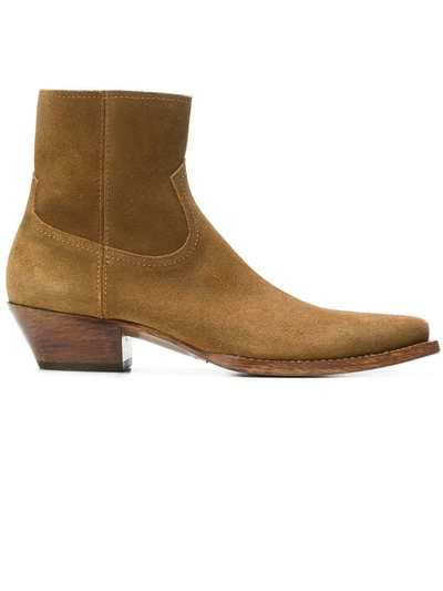 Shop Saint Laurent Lukas 40 Ankle Boots In Brown