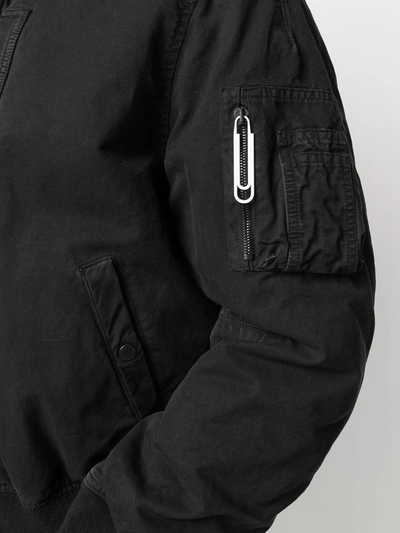 Shop Off-white Logo-print Cotton Bomber Jacket In Black