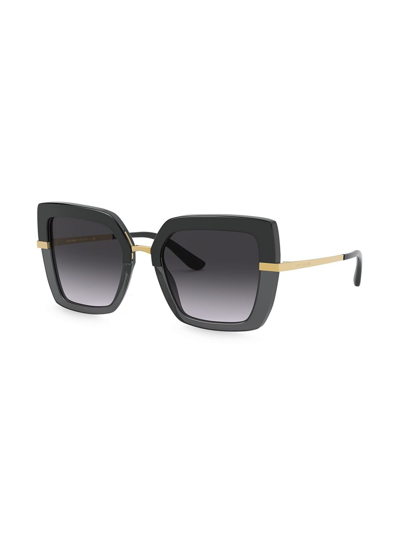 Shop Dolce & Gabbana Half Print Oversize-frame Sunglasses In Black