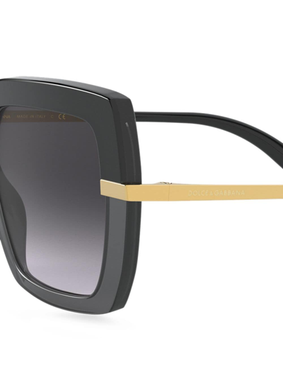 Shop Dolce & Gabbana Half Print Oversize-frame Sunglasses In Black