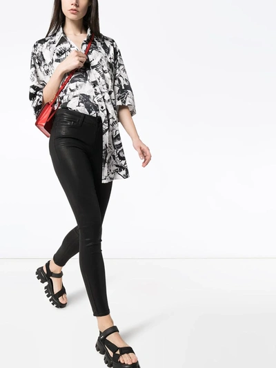 Paige Hoxton Skinny High-rise Leather Jeans In Black