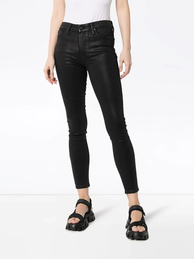 Paige Hoxton Skinny High-rise Leather Jeans In Black