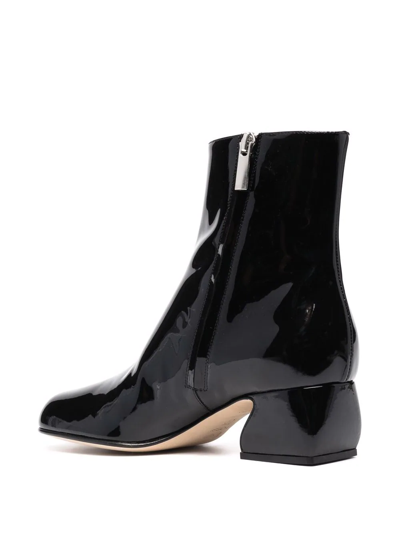Shop Si Rossi Glossy Leather Boots In 黑色