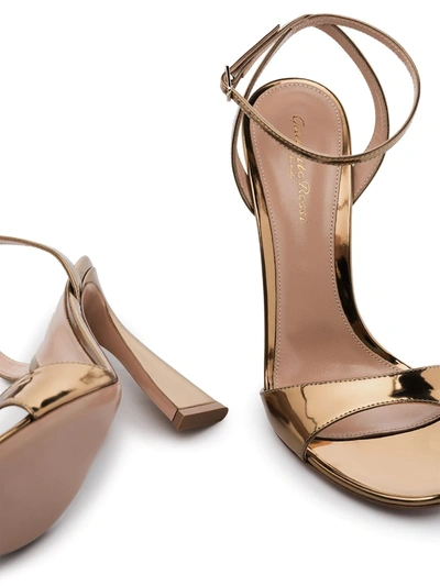 Shop Gianvito Rossi Aura 105mm Patent Leather Sandals In Gold