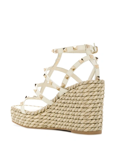 Valentino Garavani Rockstud Torchon Espadrille Wedges In Black