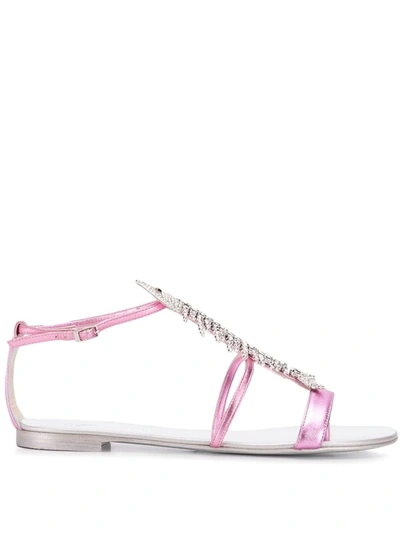 Shop Giuseppe Zanotti Slim Flat Sandals In Pink
