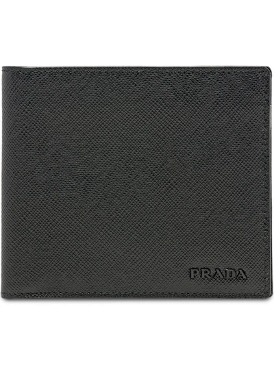 Shop Prada Logo Bi-fold Wallet In Black